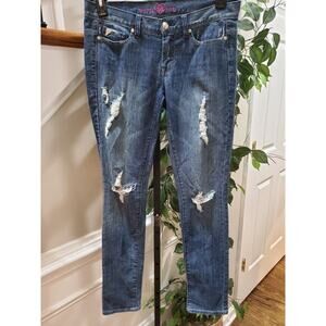 2b bebe Women's Blue Denim Pockets Skinny Leg Distressed Skinny Jeans Size 29